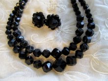 1950's Western Germany Black Necklace Set Never Worn Vintage Jewelry