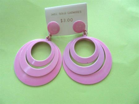 Mod 1960's Earrings Pierced Enameled Hoops Light Purple Old Store Stock Unworn Vintage Costume Jewelry '60's Accessories