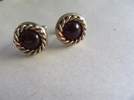 Vintage Red Glass Cufflinks 1950's Mens Jewelry 