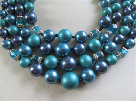 1950's Blue Necklace Crystals Vintage Jewelry
