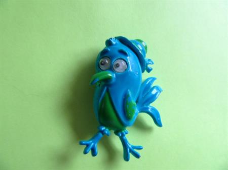 Anthropomorphic Google Eyes Pin Blue Bird With Hat Figural Googly Vintage Costume Jewelry