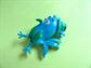 Anthropomorphic Google Eyes Pin Blue Bird With Hat Figural Googly Vintage Costume Jewelry