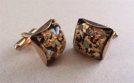 Vintage Hickok Cufflinks Genuine Gold Flakes Men's Jewelry