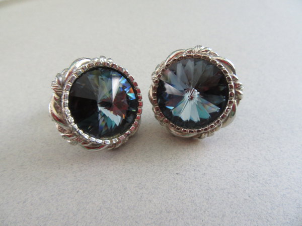 Vintage Rivoli  Blue Crystal Cufflinks Men's Jewelry