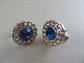 Vintage Royal Blue Rhinestone Cufflinks  Cuff Linksand Tie Tac Set Old Stock Never Worn Mens Jewelry Shirt Accessories