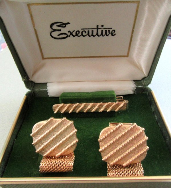 Vintage Wrap Cufflinks Set Original Box Men's Jewelry