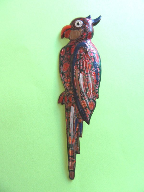 Germany Signed Parrot Pin Hand Painted Vintage Jewelry 