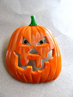 Vintage JJ Pumpkin Pin Signed Jewelry