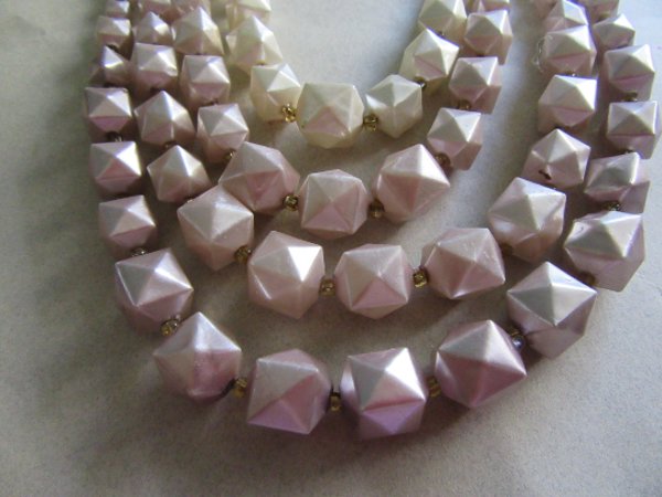 DELETE 1950's Multi Strand Necklace Hong Kong Silvery Pale Lilac Cream Mid Century Costume Jewelry 50's Accessories