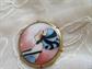 1920's Art Deco Flapper Girl Pin Brooch Hand Painted Porcelain Antique Costume Jewelry Diva Girl Power Great Gatsby