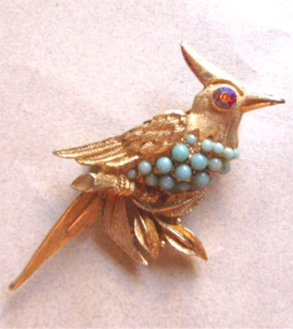 Bird Pin Signed H. Pomerantz Co. Vintage Jewelry 