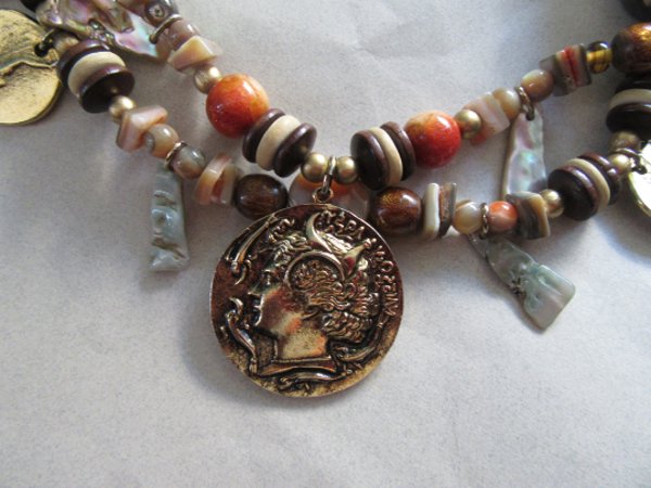 Les Bernard Signed Apple Coral Necklace Vintage  Jewelry 