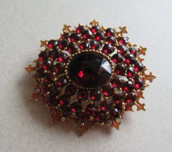 Vintage Red Rhinestone Pin Signed ART