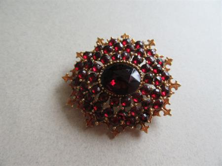 ART Faux Garnet Rhinestone Pin Brooch Arthur Pepper Signed Vintage Costume Jewelry Bohemian Style