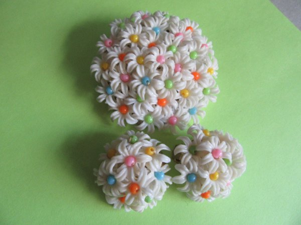 Mod 1960's Daisy Pin Set Hong Kong Vintage Jewelry 