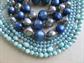 Blue Multi Strand Necklaces Bonus Earrings Moonglow Japan Vintage Costume Jewelry 1950's Accessories Beads