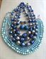 Blue Multi Strand Necklaces Bonus Earrings Moonglow Japan Vintage Costume Jewelry 1950's Accessories Beads