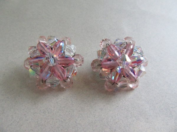 1950's Pink Crystal Earrings Vintage Jewelry 