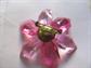 Mod 1960's Brooch Pin Faceted Pink Lucite Jewel Tone Flower Western Germany Vintage Costume Jewelry