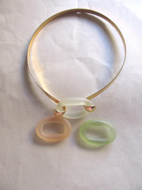 Mod 1960's Lucite Necklace Interchangeable Rings Vintage Jewelry