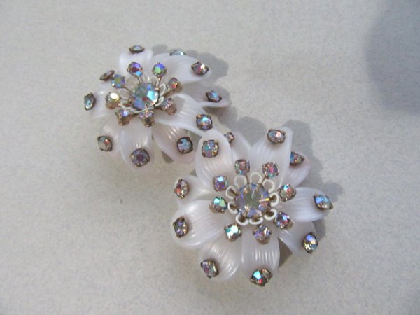 1950s Rhinestone Earrings Vintage Jewelry