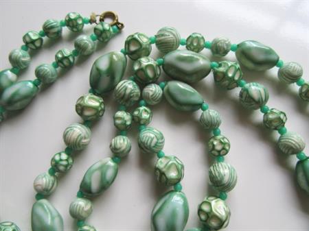1960s Green Necklace Set Hong Kong Vintage Signed Jewelry