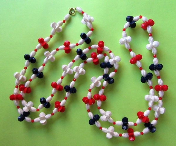 Mod 1960s Necklace Red White Blue Vintage Jewelry 