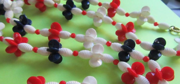 Mod 1960s Necklace Red White Blue Vintage Jewelry 