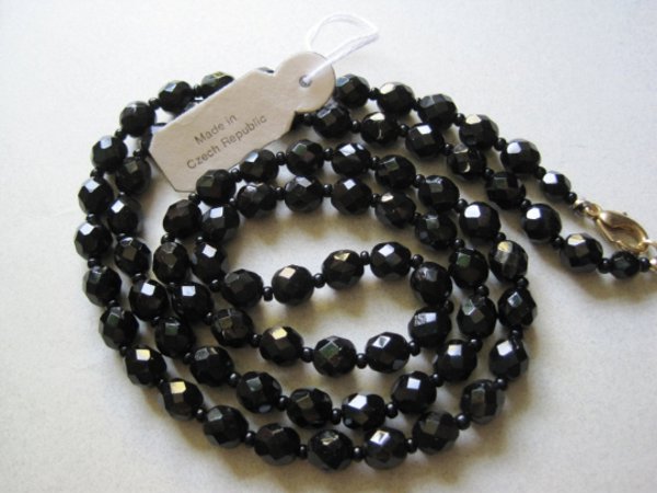 Czech Republic Black Glass Long Necklace Never Worn 