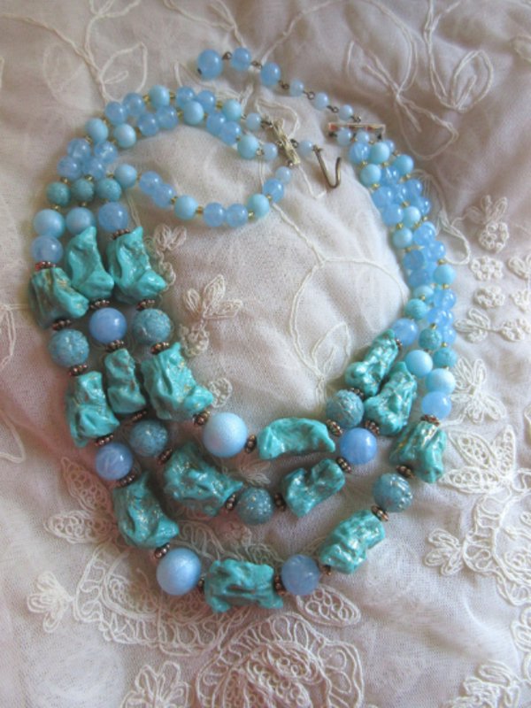 1950s Germany Blue Necklace Blue Vintage Signed Jewelry