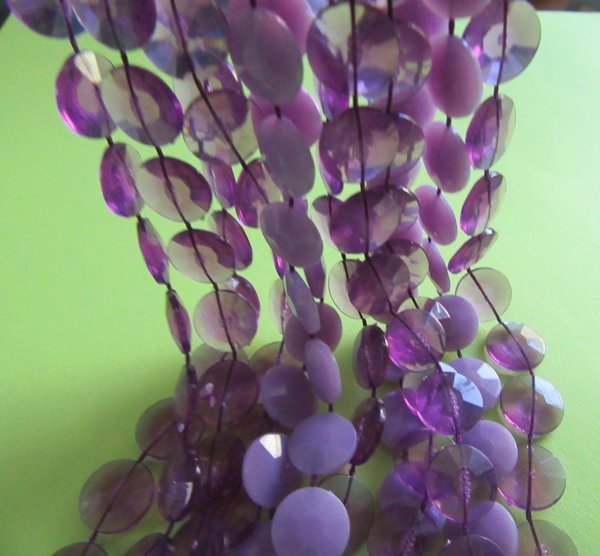 1960's Mod Purple Necklace Long Beads Vintage Jewelry 