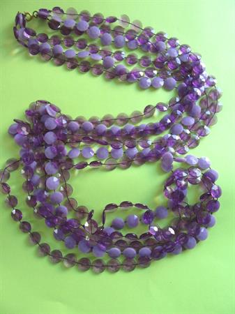 1960's Mod Purple Necklace Long Beads Vintage Costume Jewelry 60's Accessories Party Twiggy Go Go