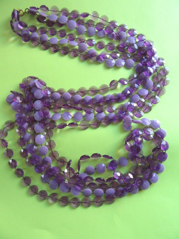 1960's Mod Purple Necklace Long Beads Vintage Jewelry 