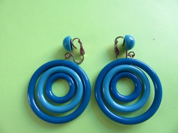Mod 1960's Blue Earrings Vintage Jewelry 