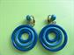 Mod 1960's Blue Earrings Circle Clip On Vintage Costume Jewelry 1960's Accessories Go Go