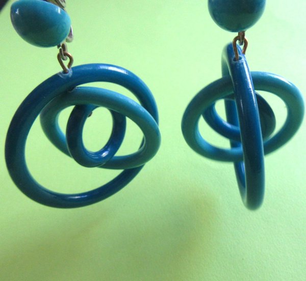 Mod 1960's Blue Earrings Vintage Jewelry 