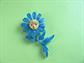 Anthropomorphic Pin Blue Daisy Face Flower Brooch RARE Signed JJ  Enameled Vintage Costume Jewelry Pink Yellow Figural