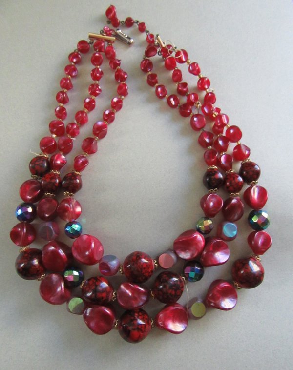 Western Germany Red Necklace Needs Restring  Vintage Jewelry