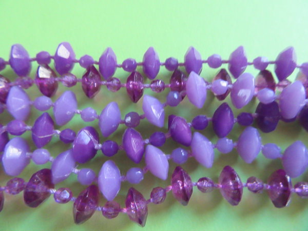 1960's Mod Purple Long Necklace Beads Vintage Jewelry