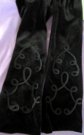 Vintage 1990's Black Velveteen Embroidered Long Gloves Never Worn