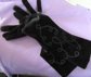 Vintage 1990's Black Velveteen Embroidered Long Gloves Never Worn