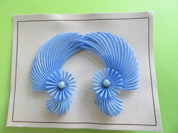 Western Germany Blue Earrings Never Worn Vintage Jewelry 