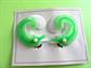 1950's Mid Century Earrings Western Germany Green and White  Feather Clip Ons Old Stock Never Worn Original Card Costume Jewelry '50's Accessories Drag