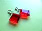 Vintage 1980's Red Lucite Earrings 3D Jewel Tone Cherry Jello Cubes  Costume Jewelry