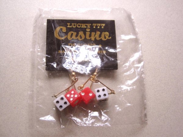  Lucky 777 Dice Casino Earrings Las Vegas Vintage Jewelry