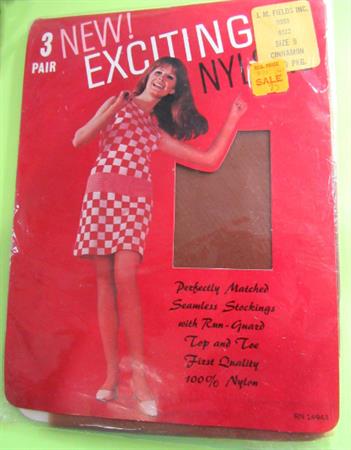 Vintage Seamless Nylon Stockings Burlesque Original Mod Package THREE PAIRS Old Stock Womens Accessories Hosiery