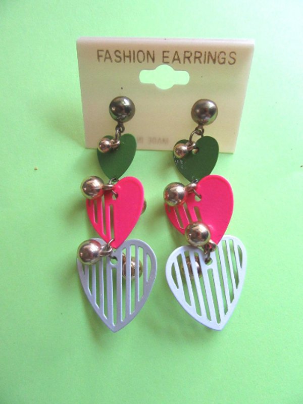 1980's Heart Earrings Korea Vintage Jewelry 