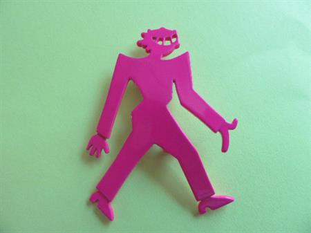 1980's Running Man Pin Brooch JJ New Wave Hot Pink Dated 1988 Old Stock Signed Vintage Costume Jewelry '80's Accessorie