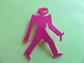 1980's Running Man Pin Brooch JJ New Wave Hot Pink Dated 1988 Old Stock Signed Vintage Costume Jewelry '80's Accessorie