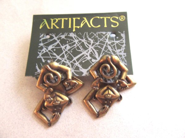 1980's JJ Monkey Earrings Never Worn Signed Jewelry 